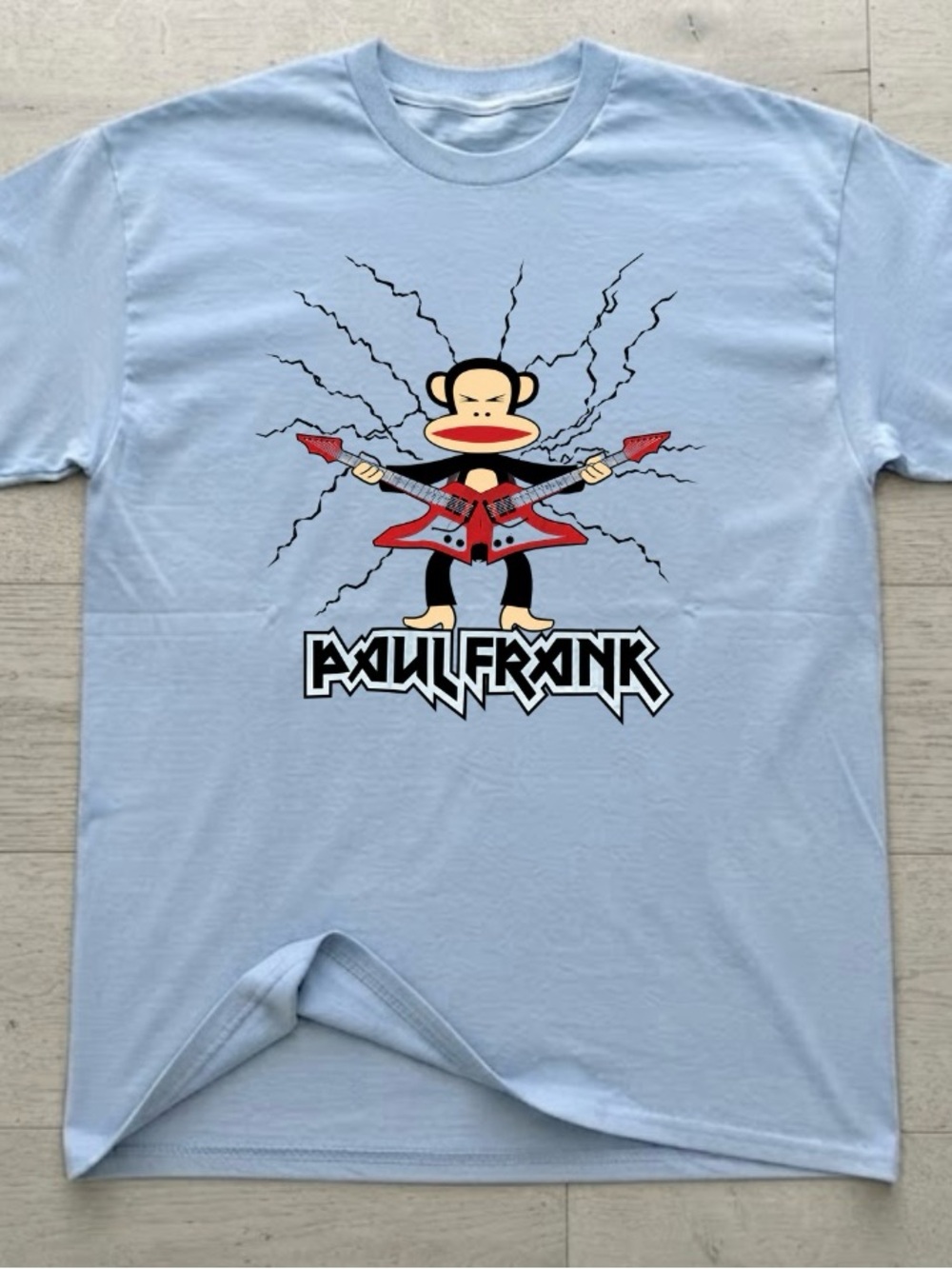 Paul Frank Rocker Monkey Playing Double Guitars Heavy Metal T-Shirt